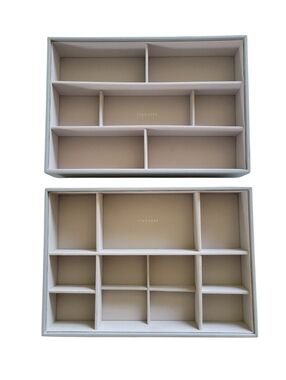 Stackers Classic Jewelry Box Trays - Set of 2 | Pebble Grey | 25 Section & 3 Sec